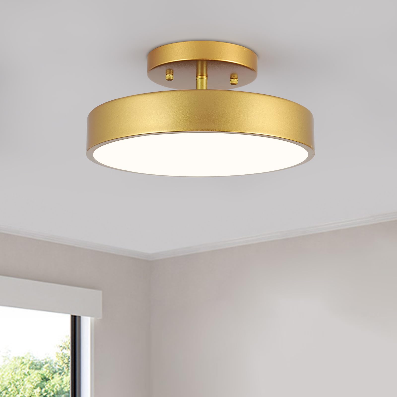ライト・照明器具 YES POLITAMP Semi Flush Mount Ceiling Light, 12 inch Close to